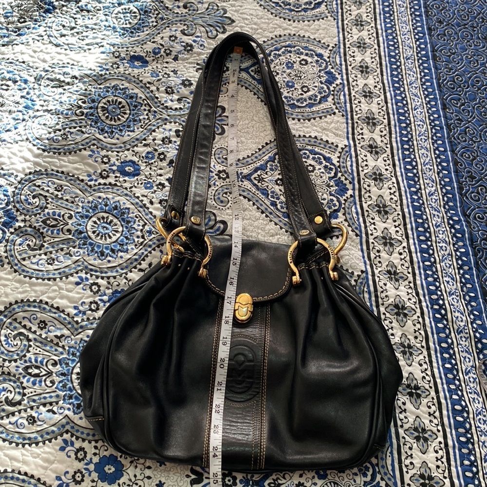 Marino Orlandi Black Soft Leather Shoulder Tote Bag Purse - Picture 10 of 16